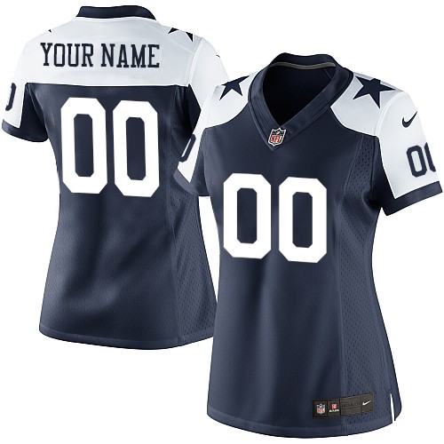 Women's Elite Nike Jersey Navy Blue Alternate - Customized Throwback NFL Dallas Cowboys